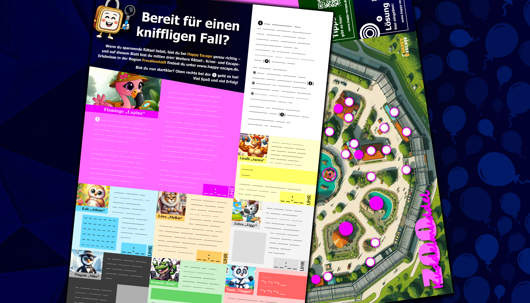 Vorder- und Rückseite des Escape Papers „Ruf des Hirsches“ – ein Blick auf das geheimnisvolle Rätseldokument